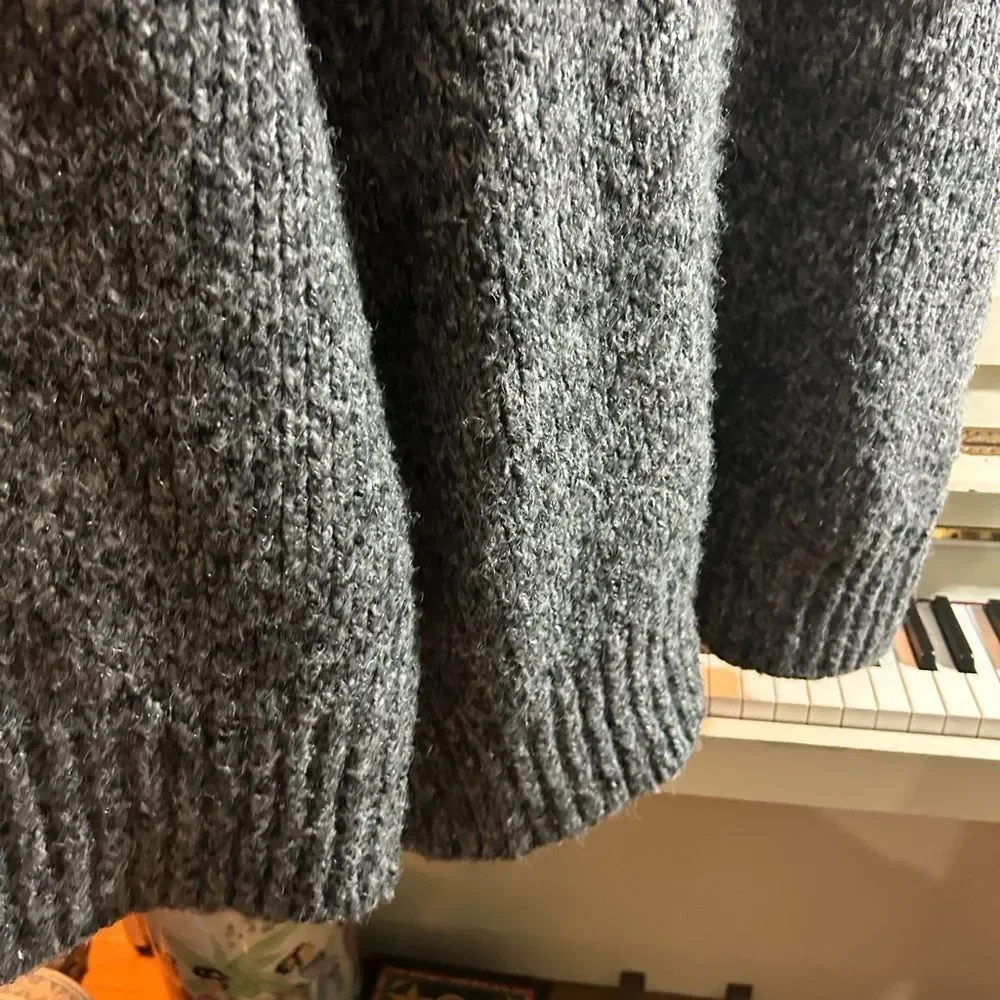 Zara Charcoal Gray Chunky Turtleneck Sweater - Picture 13 of 16